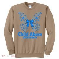 Child Abuse Awareness Month Blue Butterfly Coquette Bow Sweatshirt thumb 0