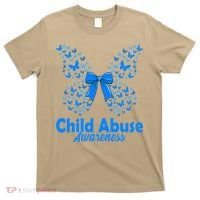 Child Abuse Awareness Month Blue Butterfly Coquette Bow T-Shirt thumb 0