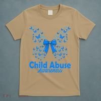 Child Abuse Awareness Month Blue Butterfly Coquette Bow T-Shirt thumb 5