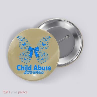 Child Abuse Awareness Month Blue Butterfly Coquette Bow Button