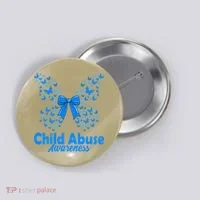 Child Abuse Awareness Month Blue Butterfly Coquette Bow Button thumb 0