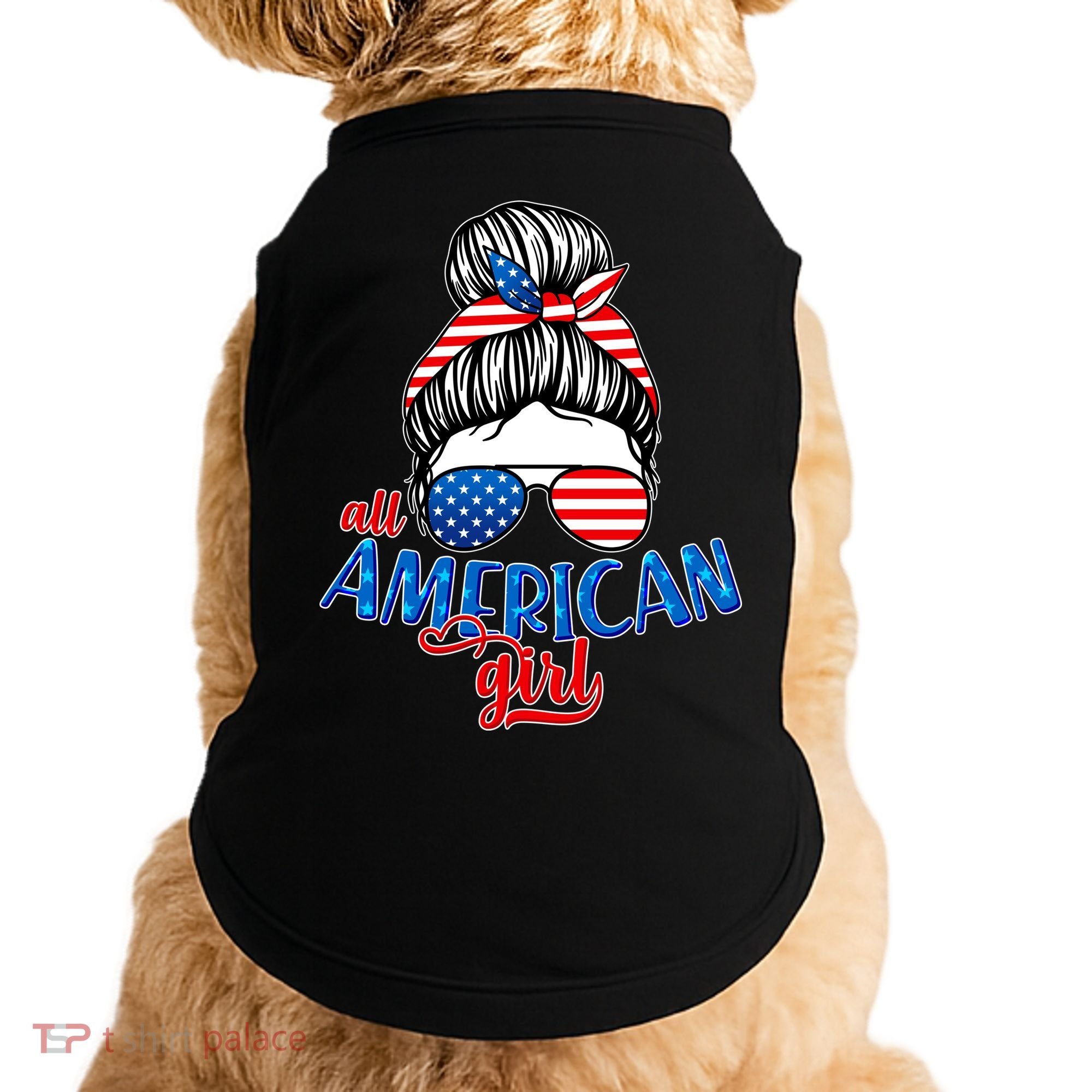 Cute All American Girl USA Flag Doggie Tank