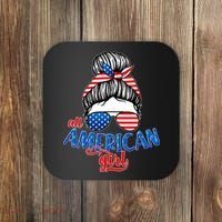 Cute All American Girl USA Flag Coaster thumb 0