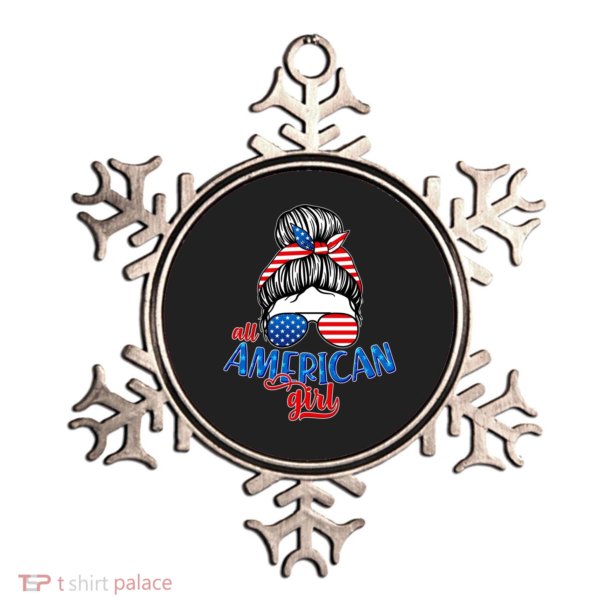 Cute All American Girl USA Flag Ornament