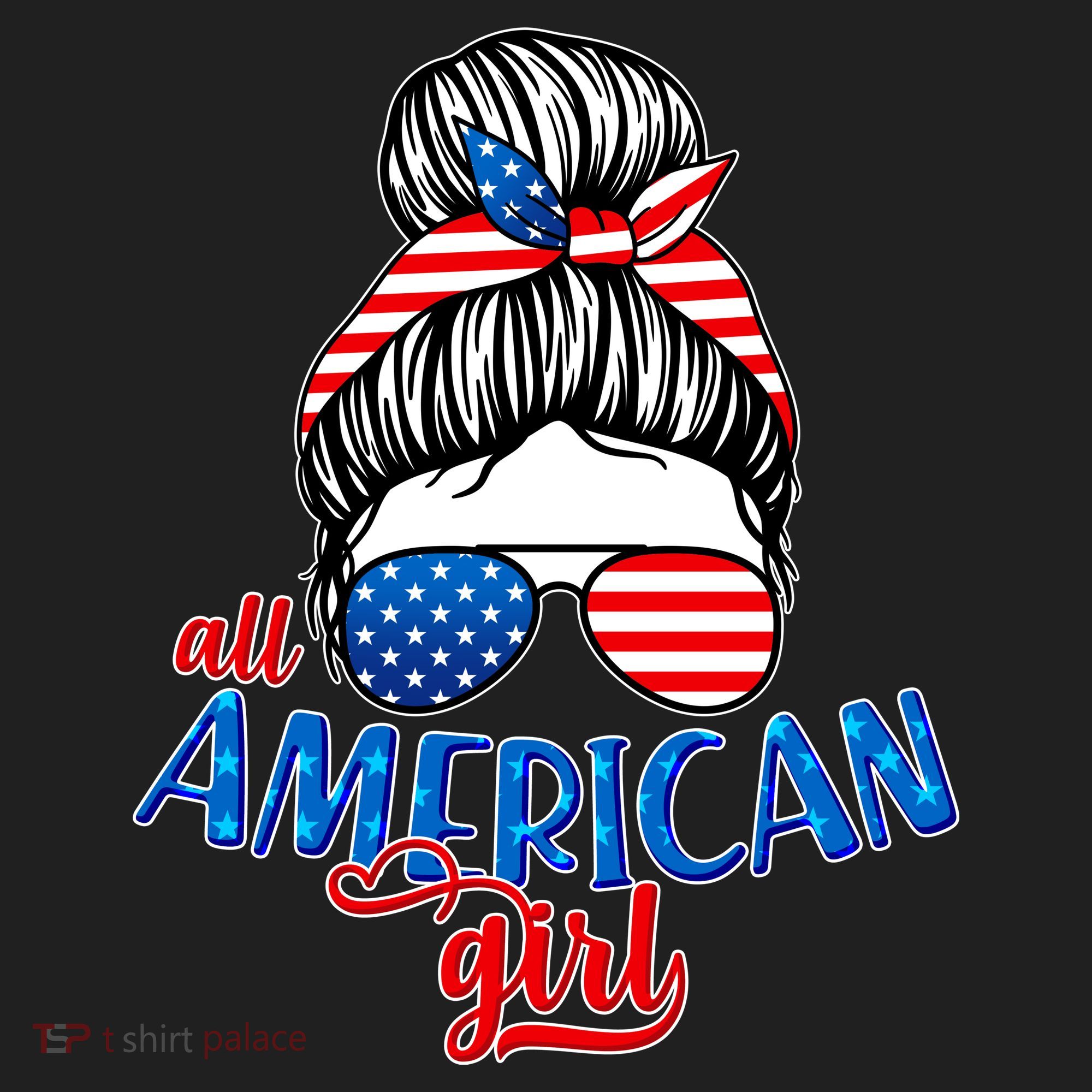 Cute All American Girl USA Flag Golf Towel