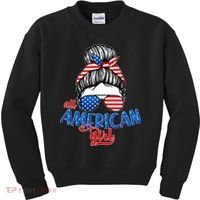 Cute All American Girl USA Flag Kids Sweatshirt thumb 0