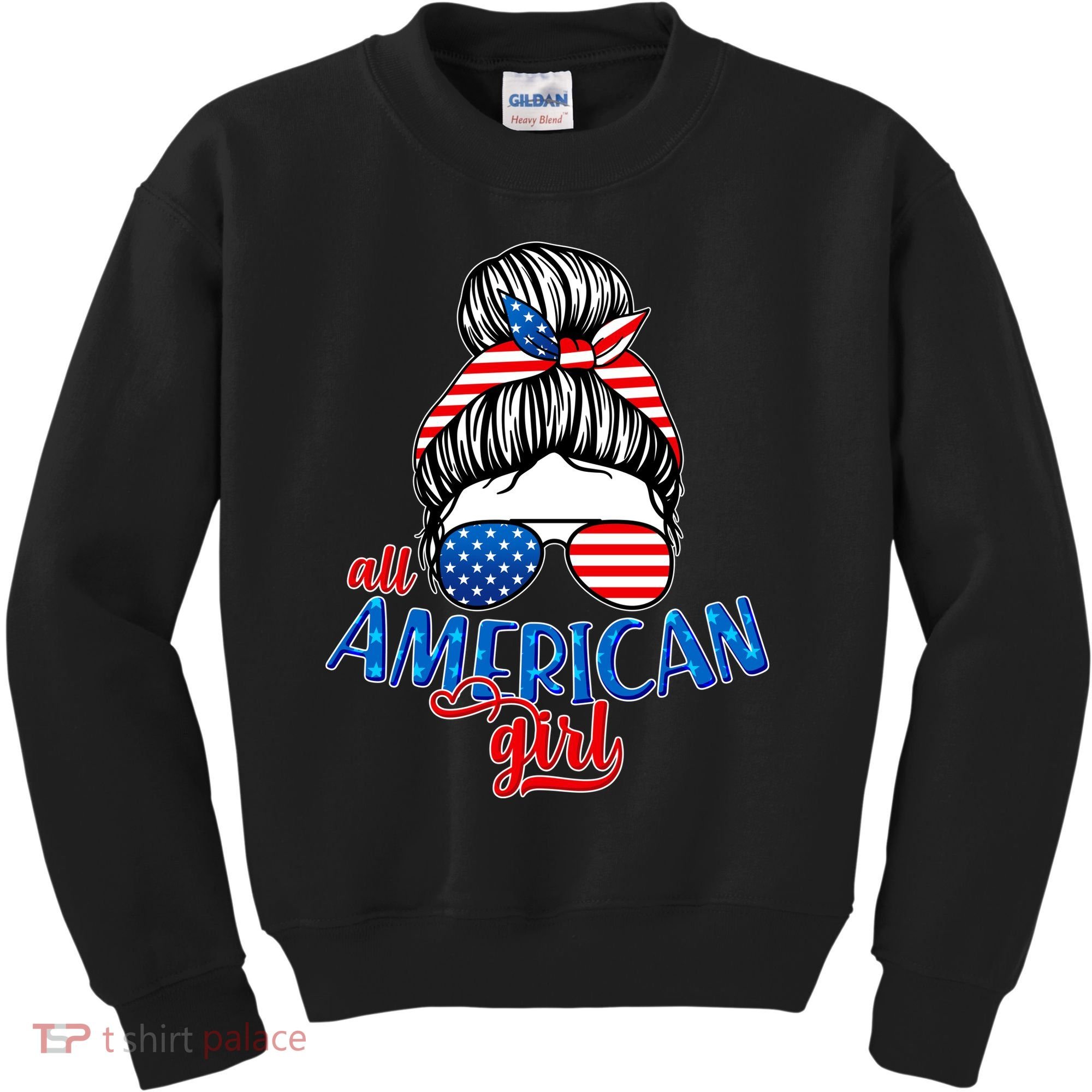 Cute All American Girl USA Flag Kids Sweatshirt