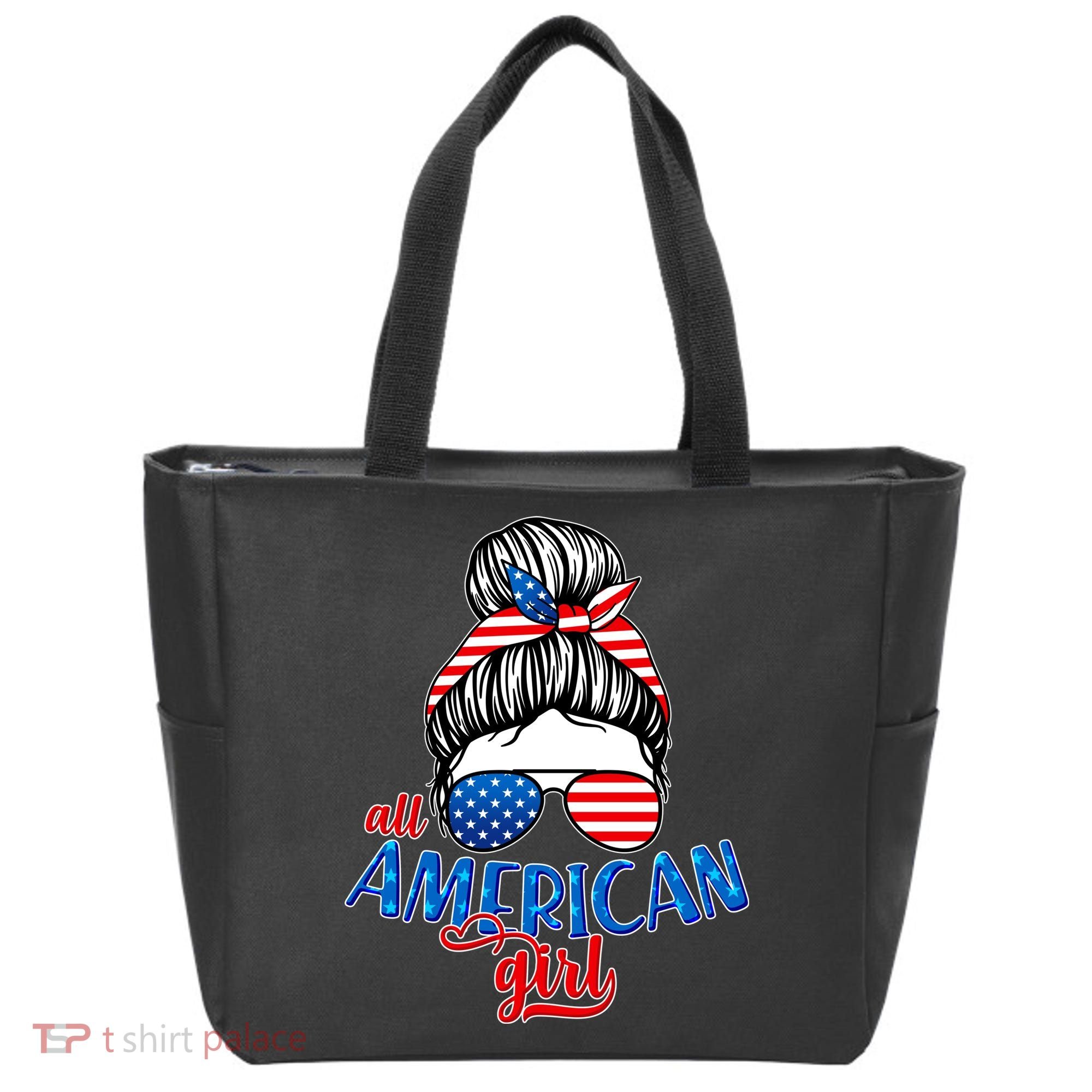 Cute All American Girl USA Flag Tote Bag