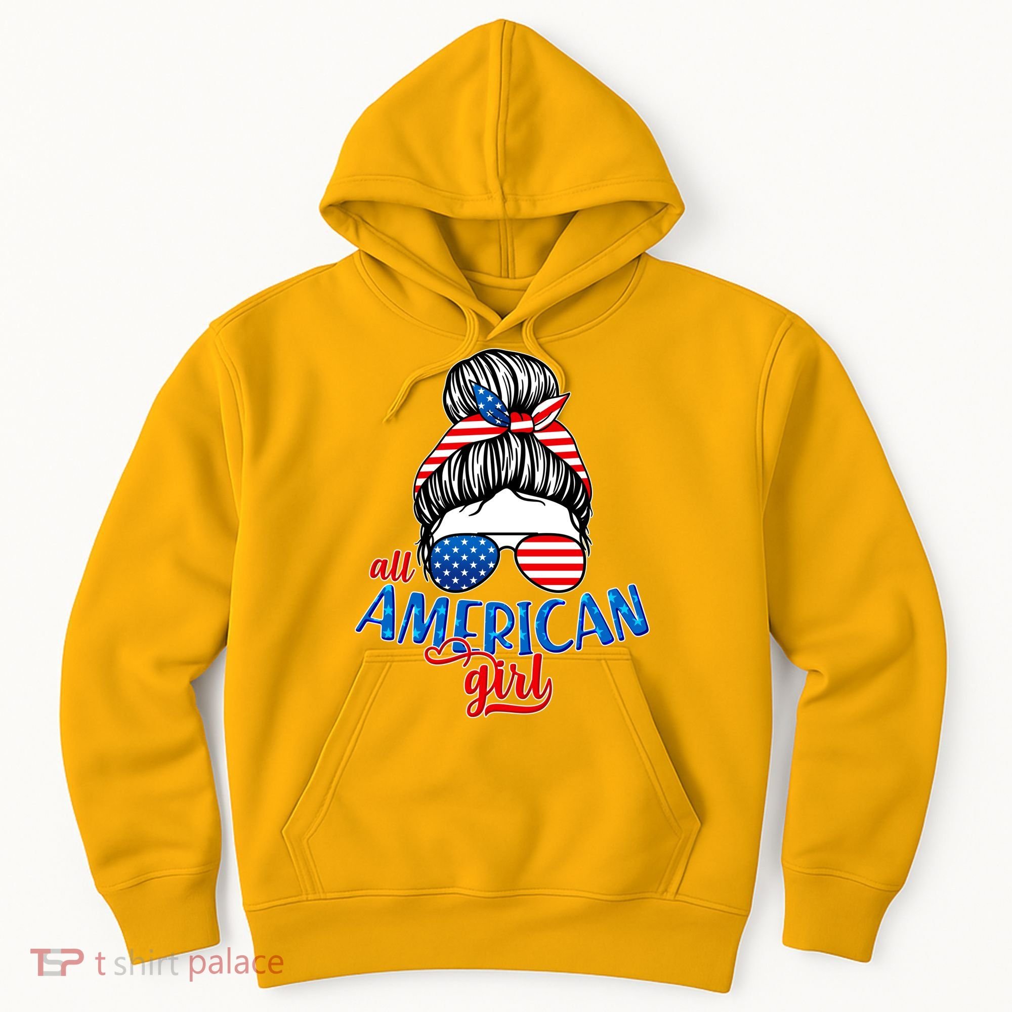 Cute All American Girl USA Flag Hoodie