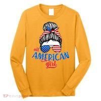 Cute All American Girl USA Flag Long Sleeve Shirt thumb 0