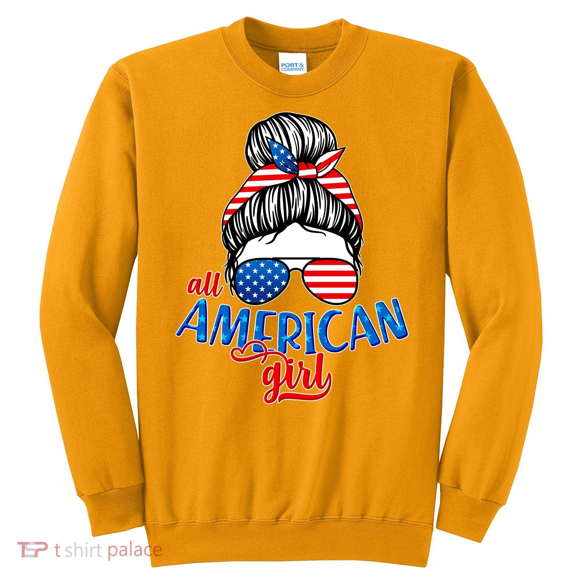 Cute All American Girl USA Flag Sweatshirt
