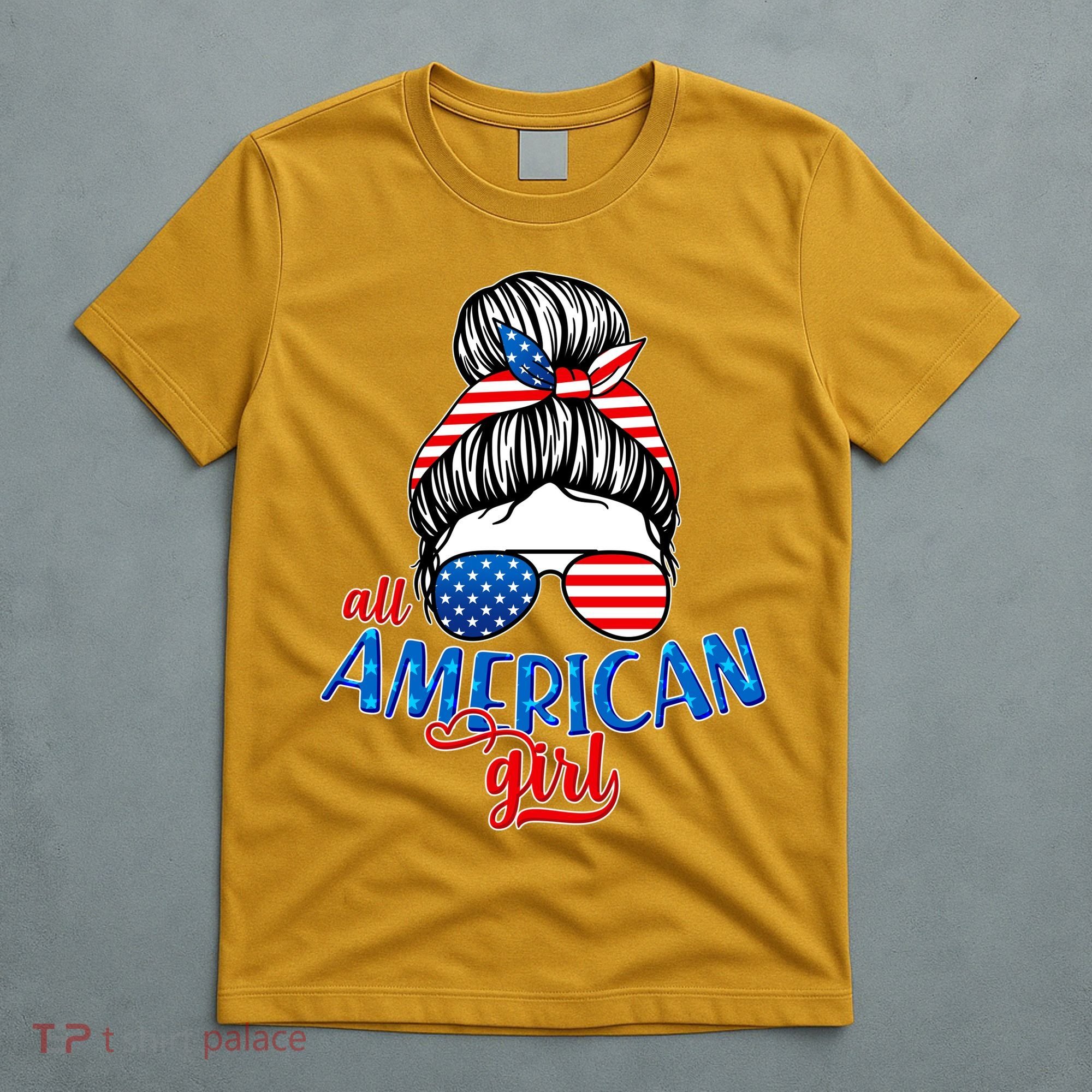Cute All American Girl USA Flag T-Shirt