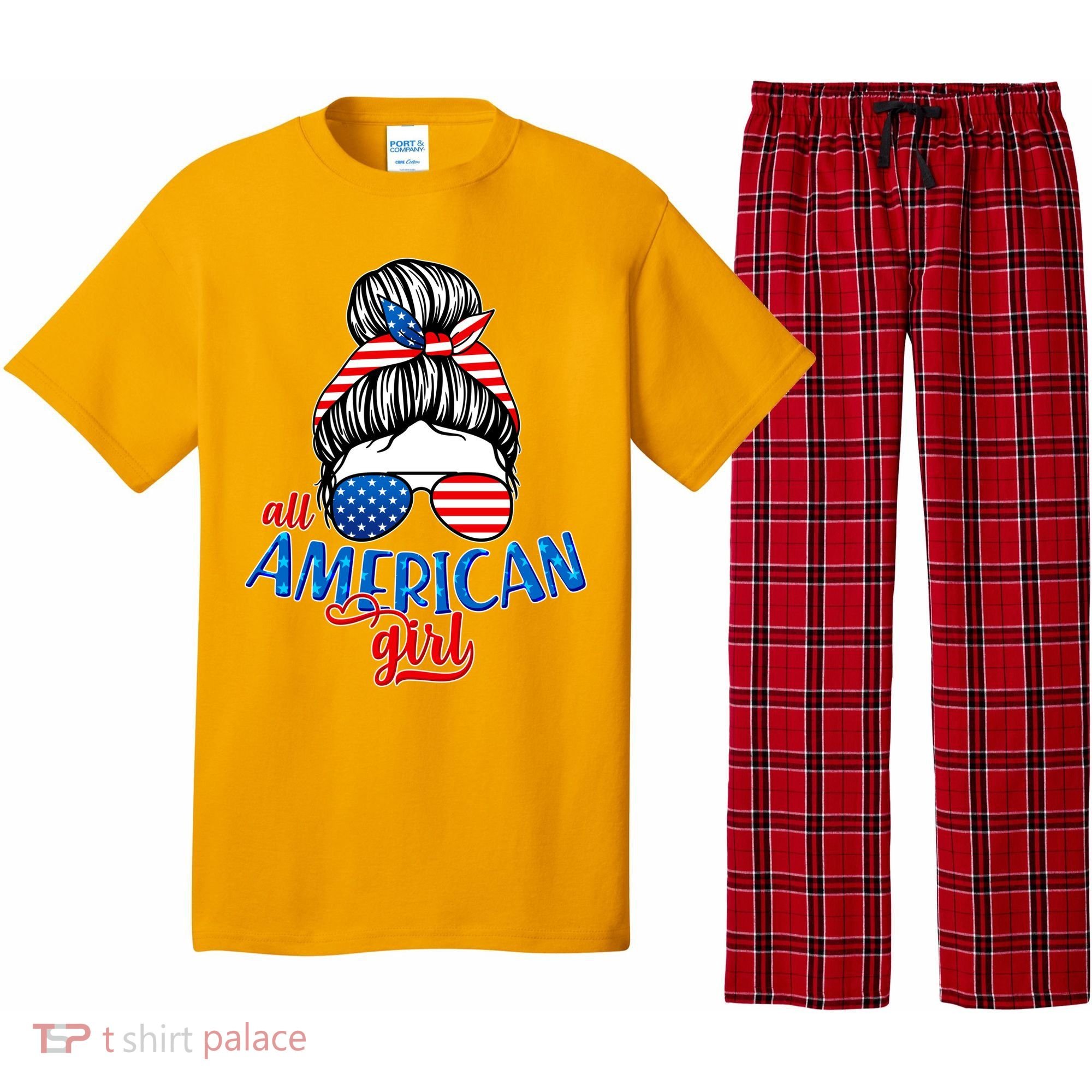 Cute All American Girl USA Flag Pajama Set