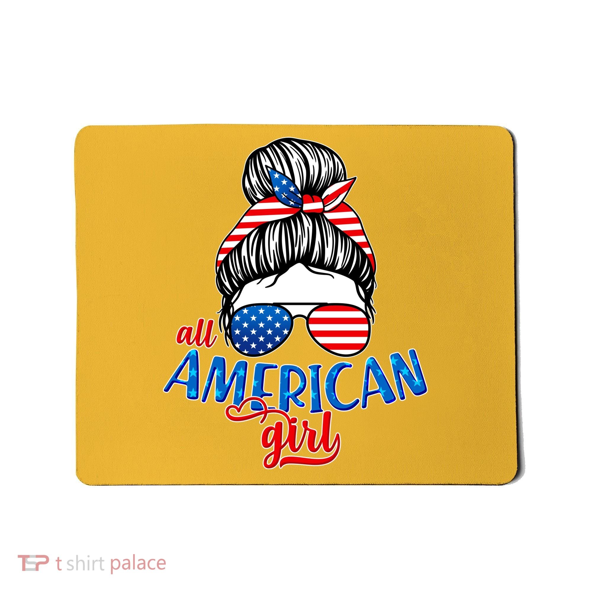 Cute All American Girl USA Flag Mousepad