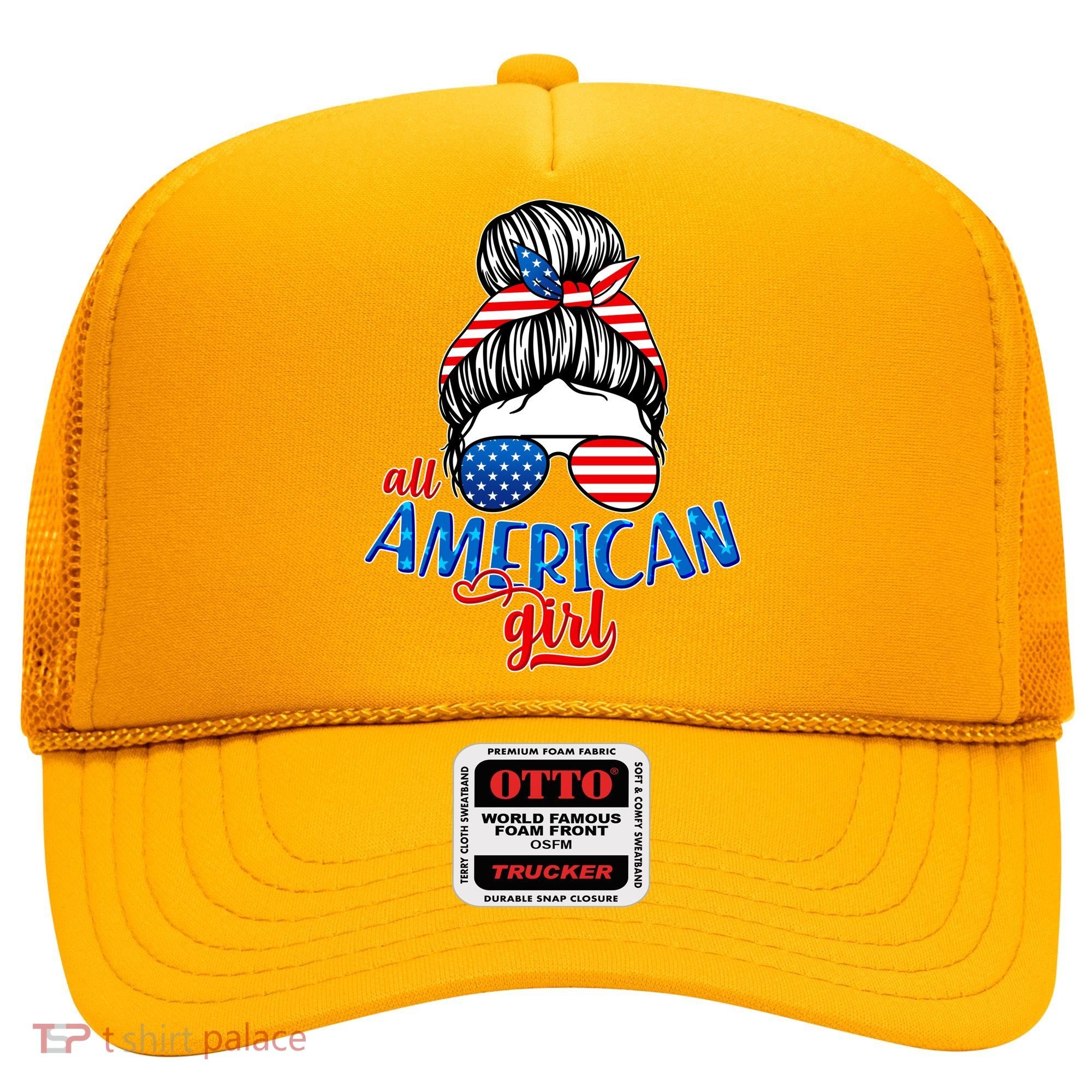 Cute All American Girl USA Flag Hat