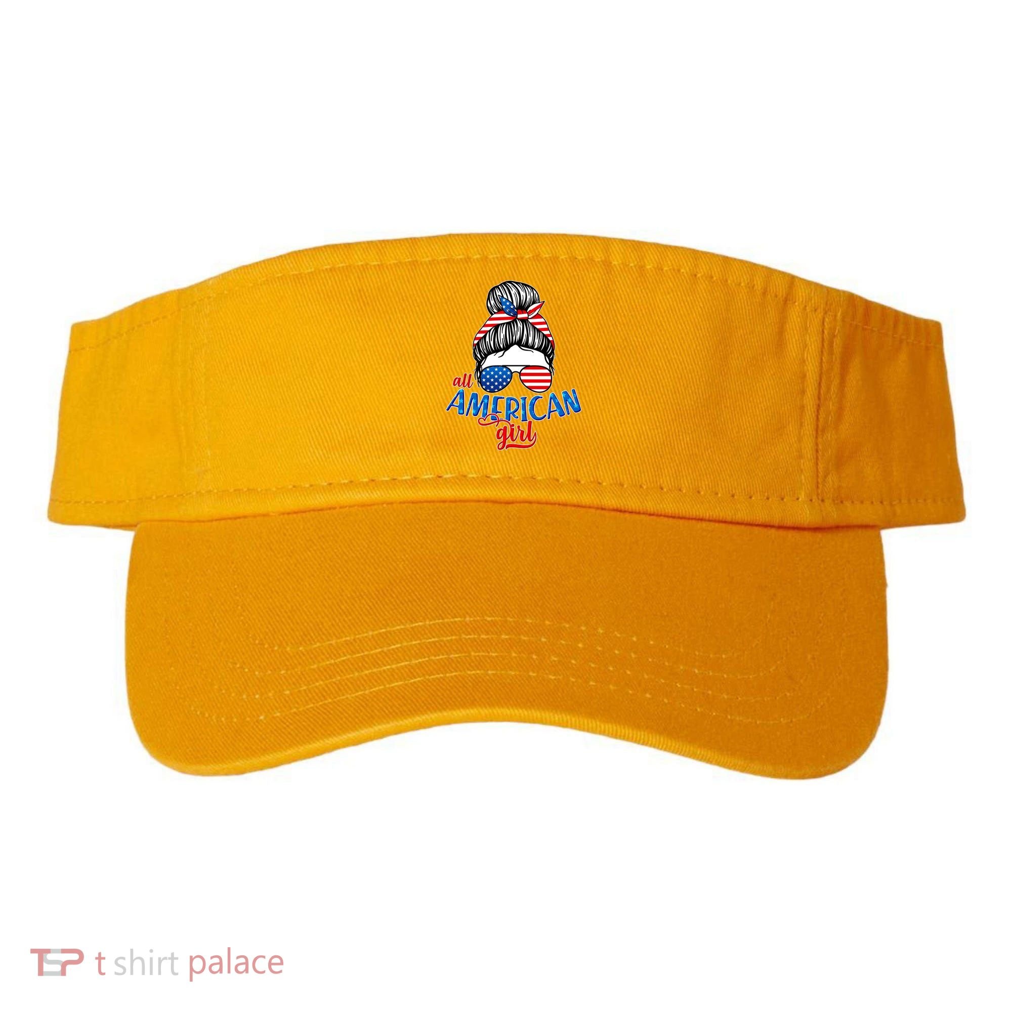Cute All American Girl USA Flag Visor