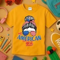 Cute All American Girl USA Flag Kids T-Shirt thumb 3