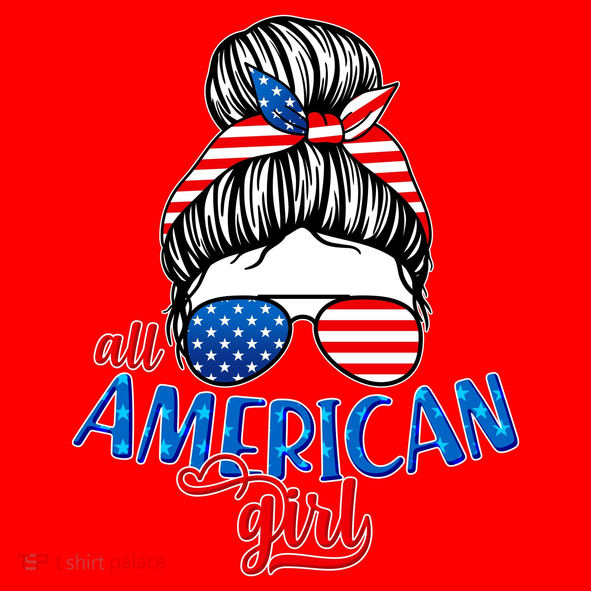 Cute All American Girl USA Flag Santa Hat