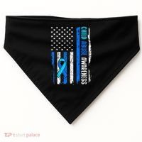 Child Abuse Awareness US Flag Child Abuse Prevention Month USA-Made Doggie Bandana thumb 0