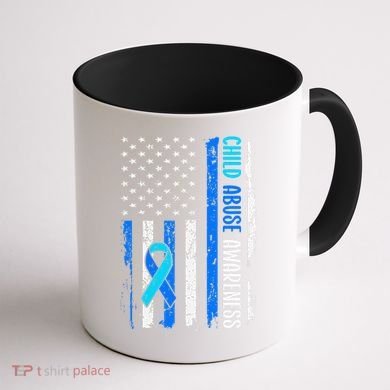 Child Abuse Awareness US Flag Child Abuse Prevention Month Coffee Mug back