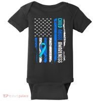 Child Abuse Awareness US Flag Child Abuse Prevention Month Baby Bodysuit thumb 0
