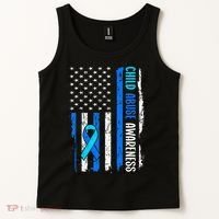 Child Abuse Awareness US Flag Child Abuse Prevention Month Tank Top thumb 2