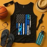Child Abuse Awareness US Flag Child Abuse Prevention Month Tank Top thumb 4