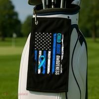Child Abuse Awareness US Flag Child Abuse Prevention Month Golf Towel thumb 2