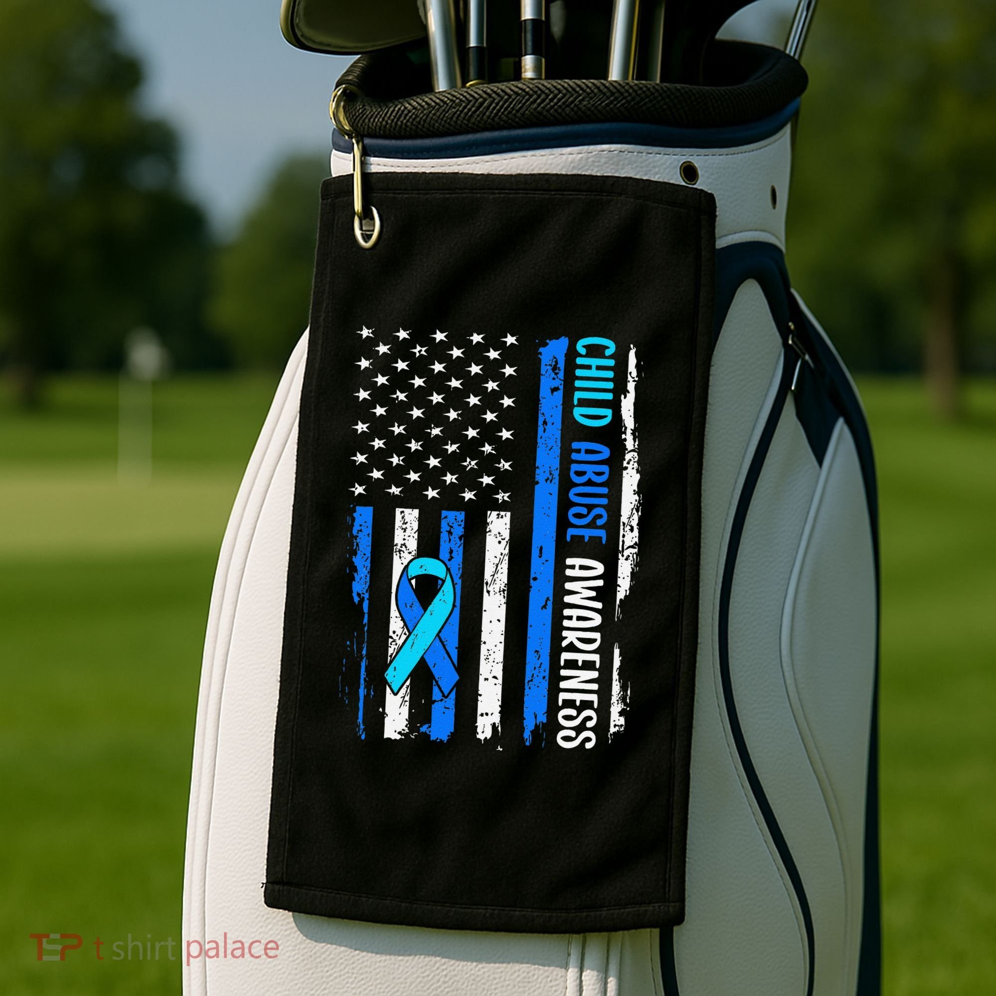 Child Abuse Awareness US Flag Child Abuse Prevention Month Golf Towel