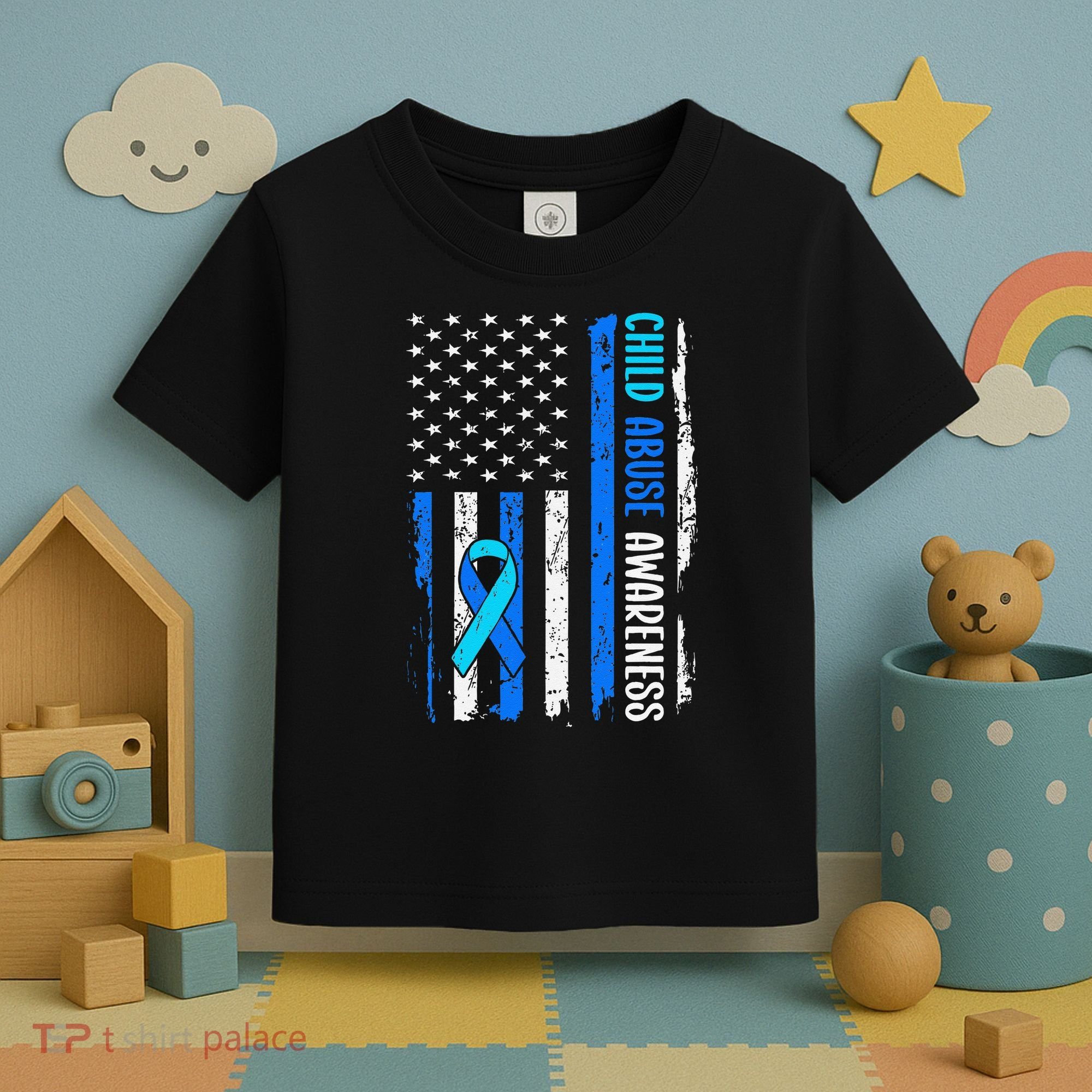 Child Abuse Awareness US Flag Child Abuse Prevention Month Toddler T-Shirt