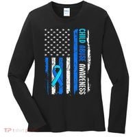 Child Abuse Awareness US Flag Child Abuse Prevention Month Women's Long Sleeve Shirt thumb 0