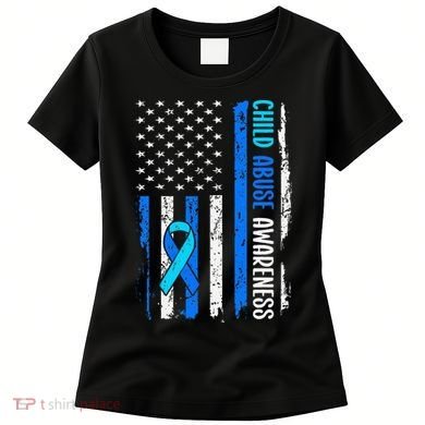 Child Abuse Awareness US Flag Child Abuse Prevention Month Women's T-Shirt