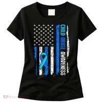 Child Abuse Awareness US Flag Child Abuse Prevention Month Women's T-Shirt thumb 0