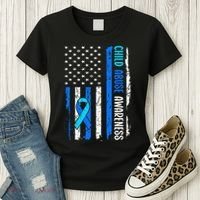 Child Abuse Awareness US Flag Child Abuse Prevention Month Women's T-Shirt thumb 3