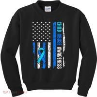 Child Abuse Awareness US Flag Child Abuse Prevention Month Kids Sweatshirt thumb 0