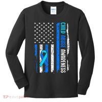 Child Abuse Awareness US Flag Child Abuse Prevention Month Kids Long Sleeve Shirt thumb 0