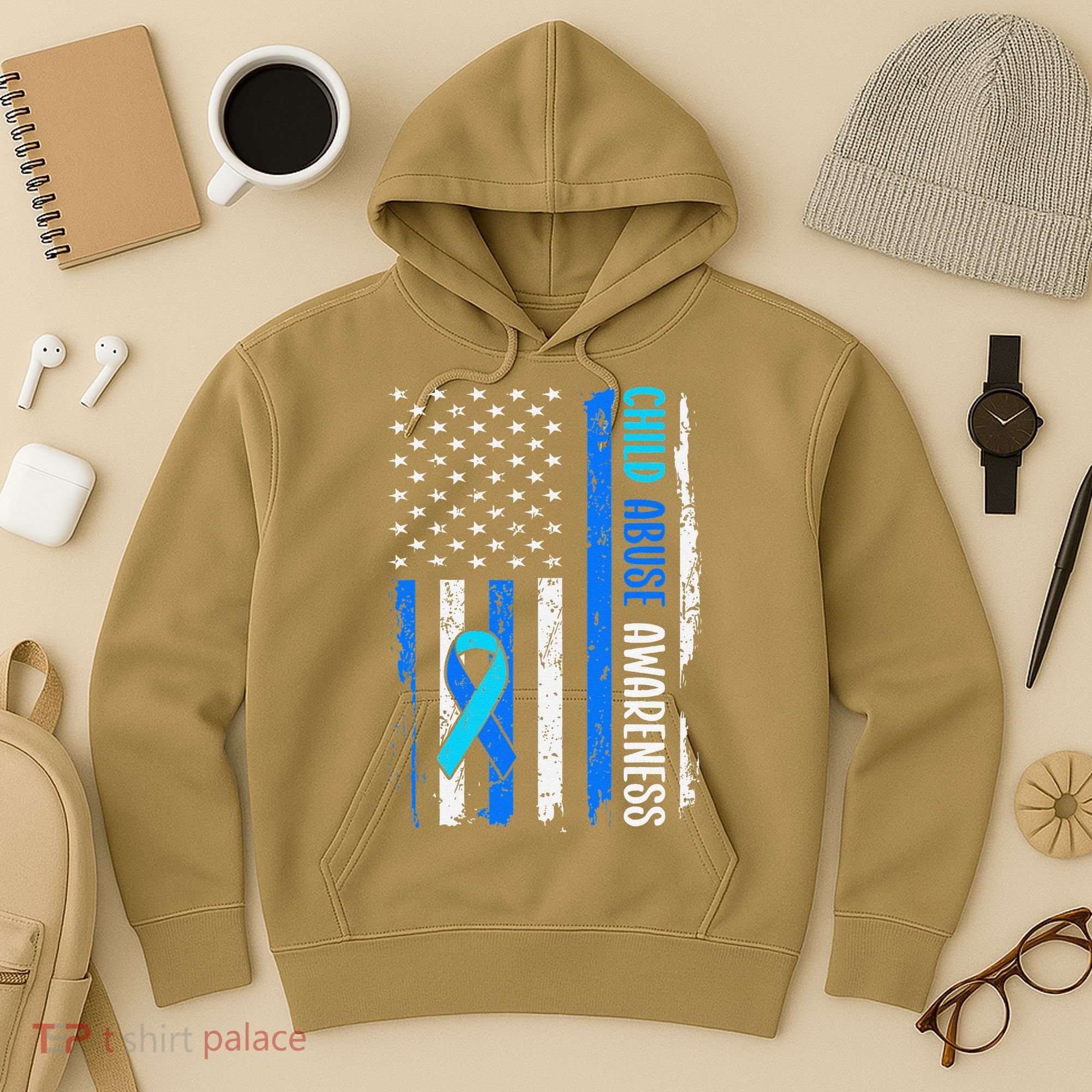 Child Abuse Awareness US Flag Child Abuse Prevention Month Hoodie