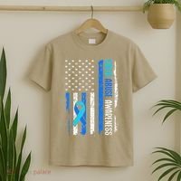 Child Abuse Awareness US Flag Child Abuse Prevention Month T-Shirt thumb 2