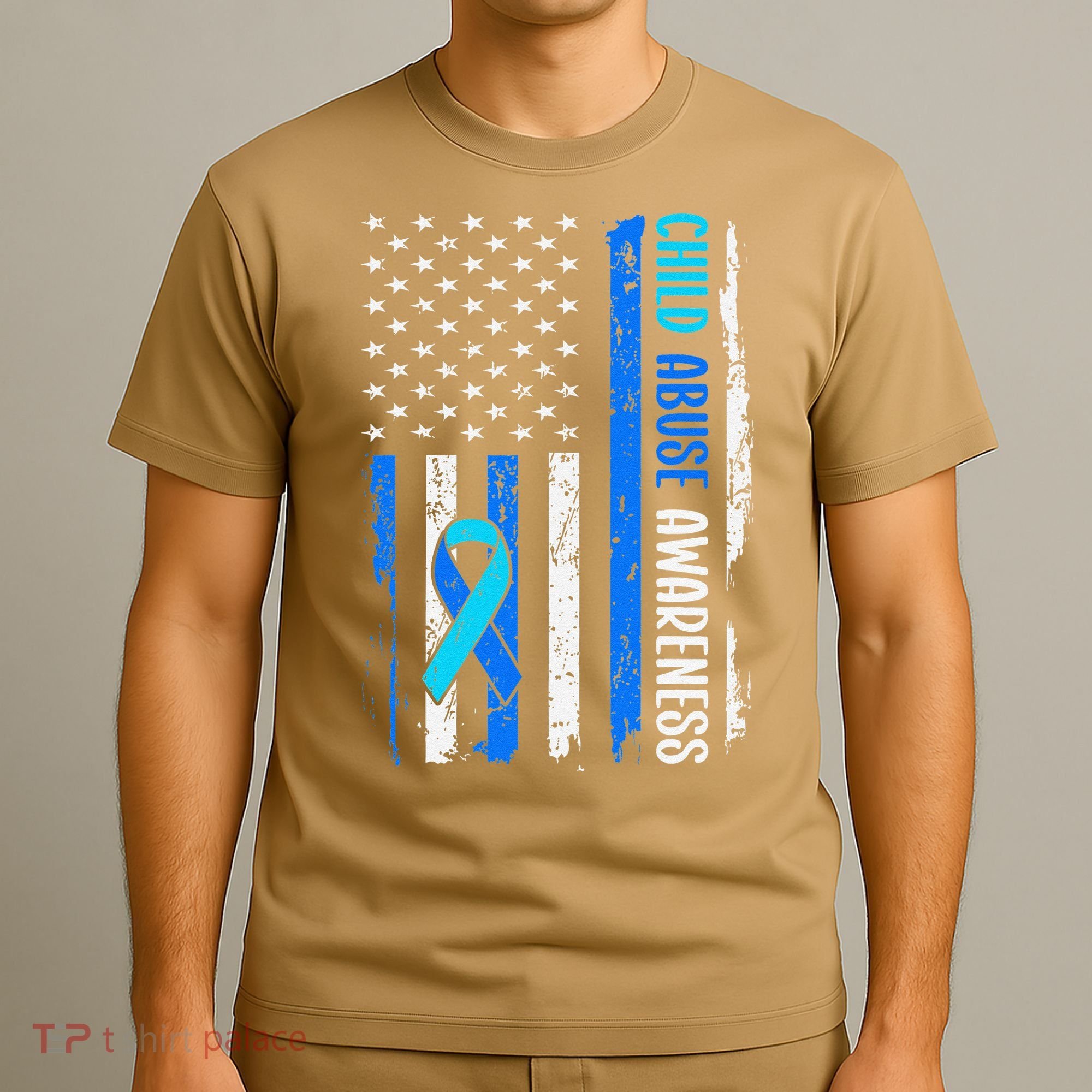 Child Abuse Awareness US Flag Child Abuse Prevention Month T-Shirt