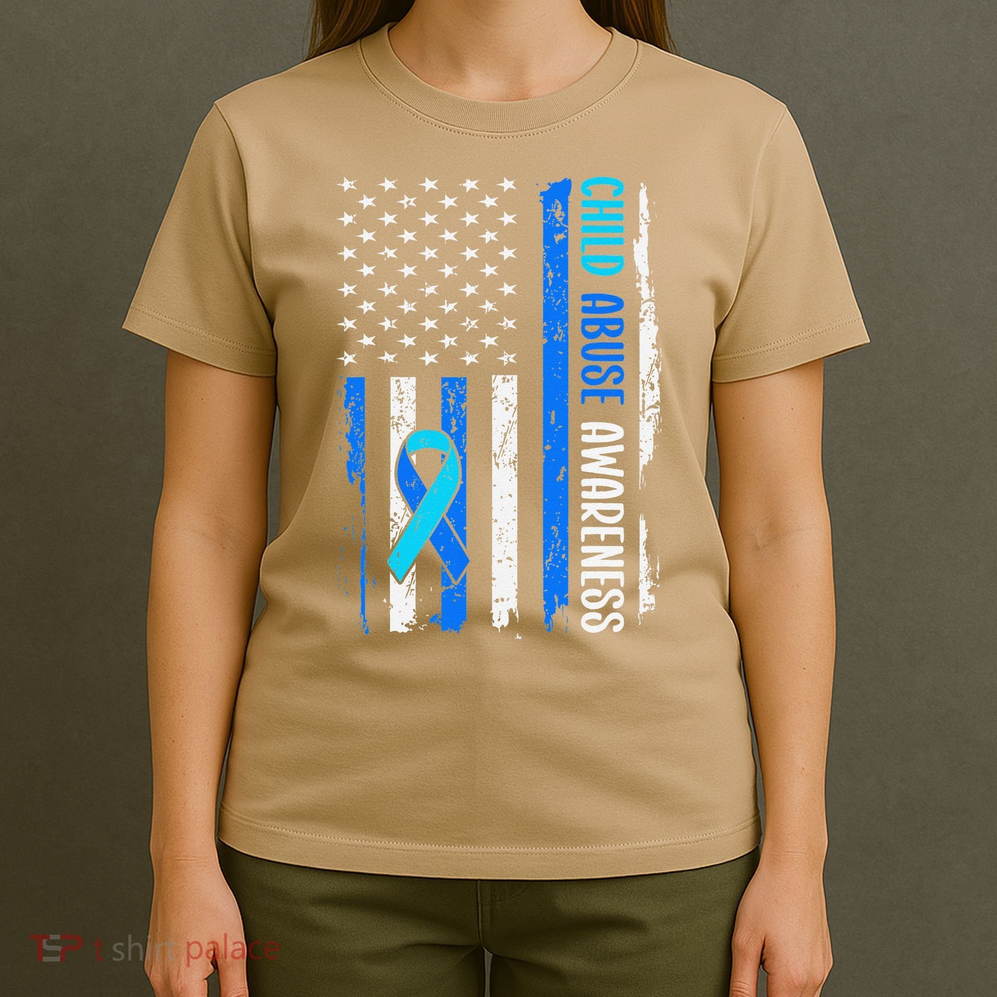 Child Abuse Awareness US Flag Child Abuse Prevention Month T-Shirt