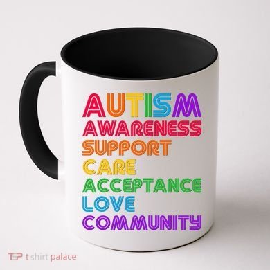 Colorful Autism Awareness Support Care Acceptance Love Community Coffee Mug