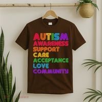 Colorful Autism Awareness Support Care Acceptance Love Community T-Shirt thumb 2