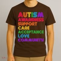 Colorful Autism Awareness Support Care Acceptance Love Community T-Shirt thumb 3