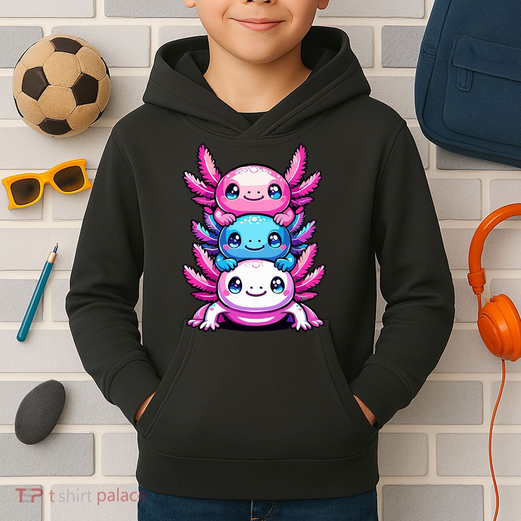 Cute Axolotls Anime Kawaii Axolotl Kids Hoodie