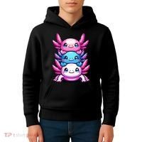 Cute Axolotls Anime Kawaii Axolotl Kids Hoodie thumb 4