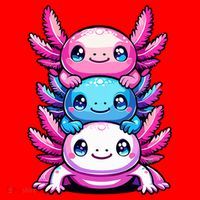 Cute Axolotls Anime Kawaii Axolotl Santa Hat thumb 1