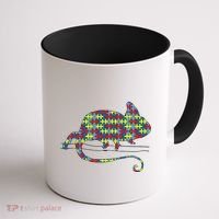 Chameleon Autism Awareness Lizard Puzzle Day Mom Gift Coffee Mug thumb 1
