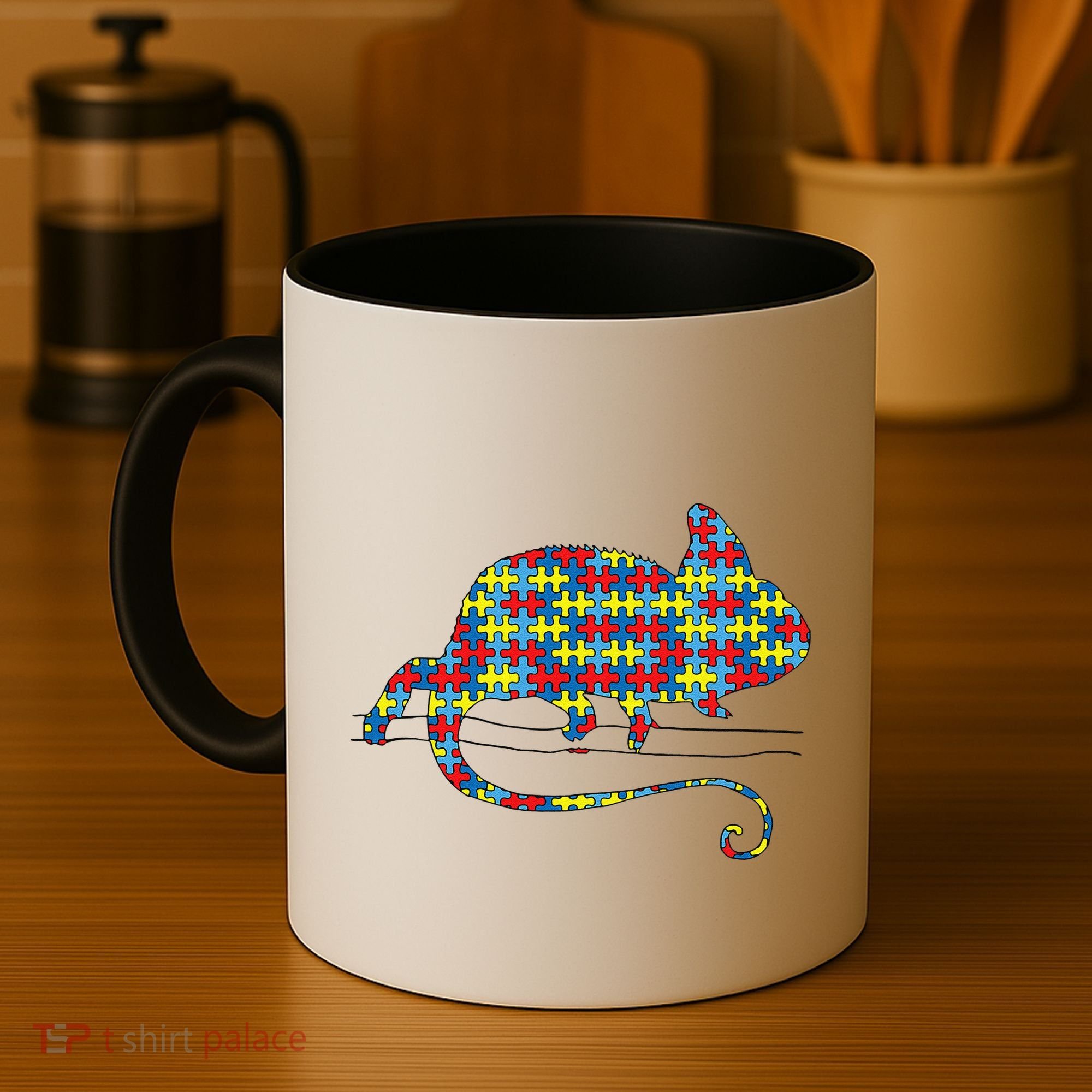 Chameleon Autism Awareness Lizard Puzzle Day Mom Gift Coffee Mug