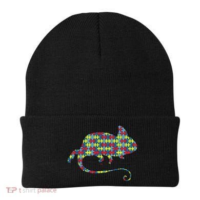 Chameleon Autism Awareness Lizard Puzzle Day Mom Gift Beanie