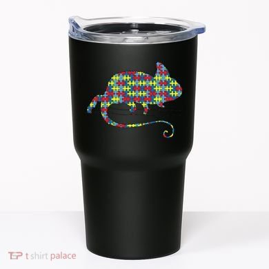 Chameleon Autism Awareness Lizard Puzzle Day Mom Gift Tumbler